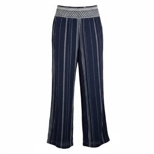Style Me Linen Blend Wide Leg Pants – Navy Stripe Boho (Size L)